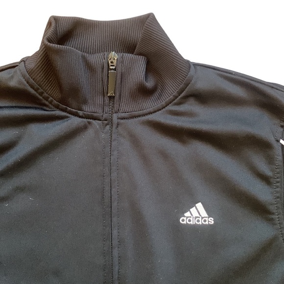 Adidas Three Stripe Black Track Jacket High Collar Full Zip Size M - Picture 4 of 6